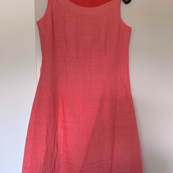 Nice coral pink dress - tailor made - 100% linen - Picture 1 of 4